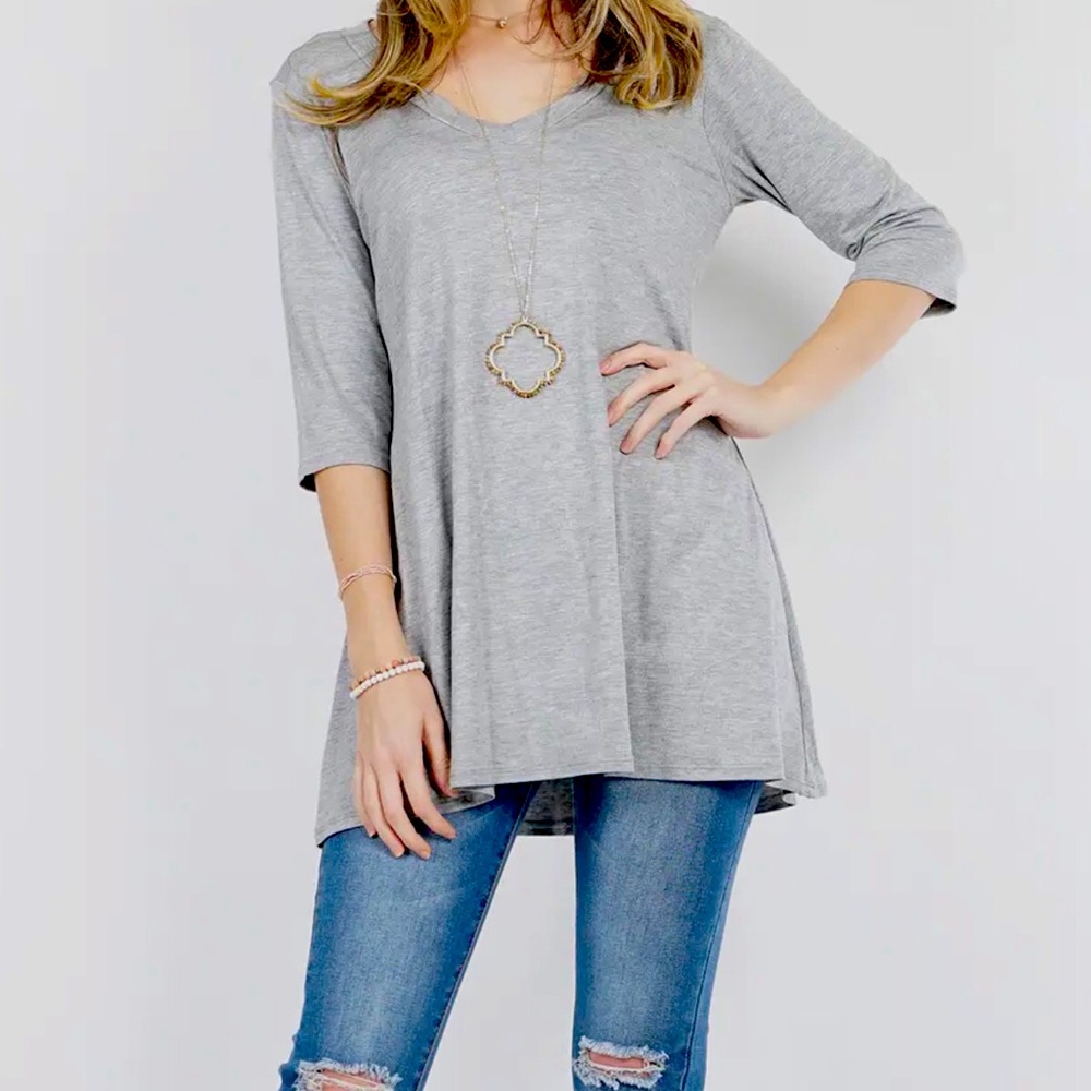 Dani Gray Swing V Neck Tunic - Picture 2 of 3